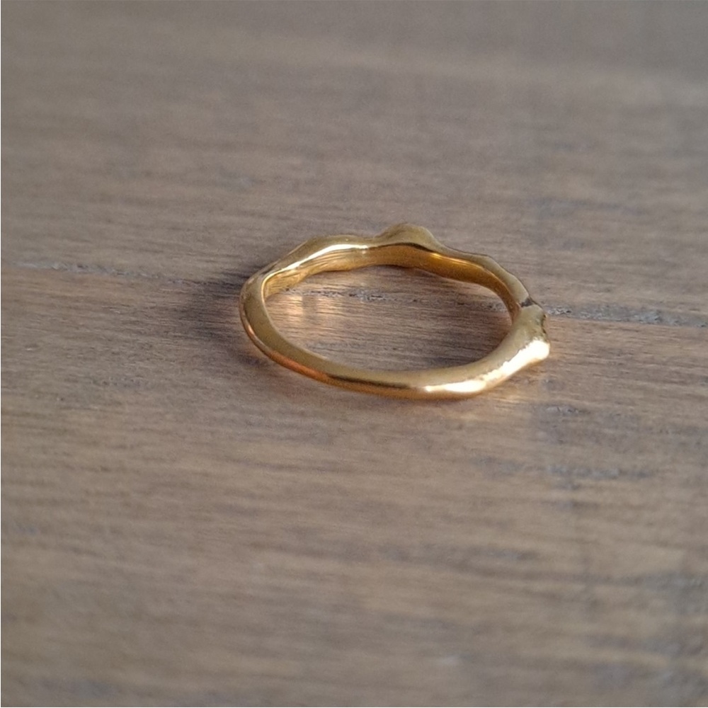 MONICA VINADER 925 sterling silver Gold Vermeil Siren organic wave topaz ring - Picture 3 of 13